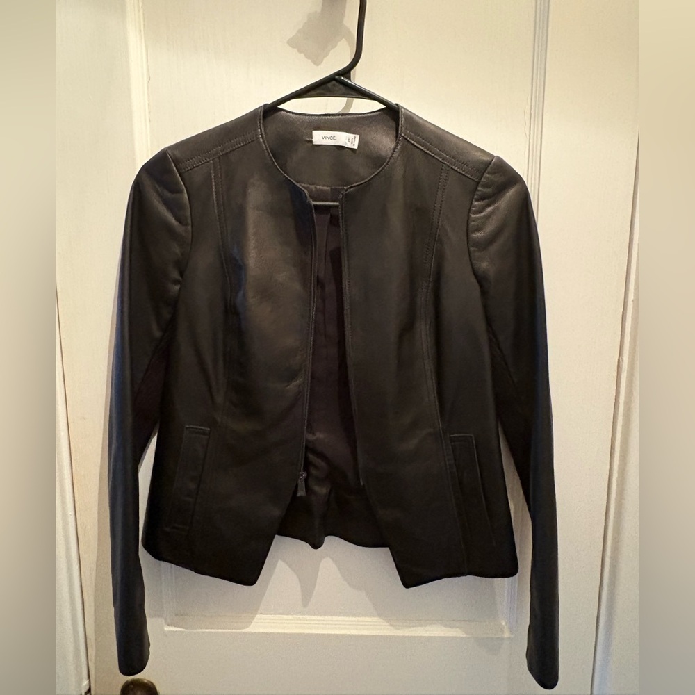 Vince Sleek Black Leather Jacket